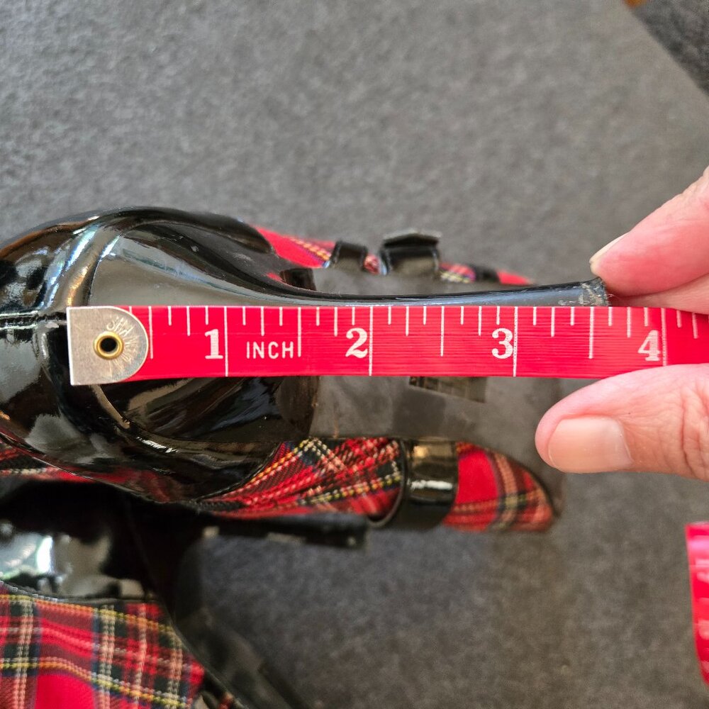 Wicked Plaid Goth Buckle Boots, Sz 6 - Picture 5 of 12